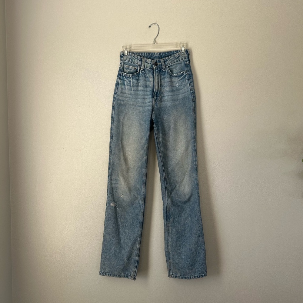 Light Blue Straight Jeans with Faded Finish
